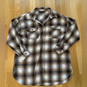 Doe & Rae Brown Plaid Shirt button down Men's size small work daily layering Y2K